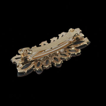Gold Finish Large Rhinestone Floral Princess Barrette Pink Champagne